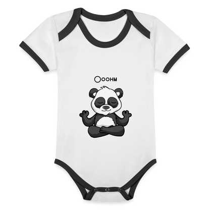 Baby Bio-Kurzarm-Kontrastbody - Ooohm Panda - Weiß/Schwarz