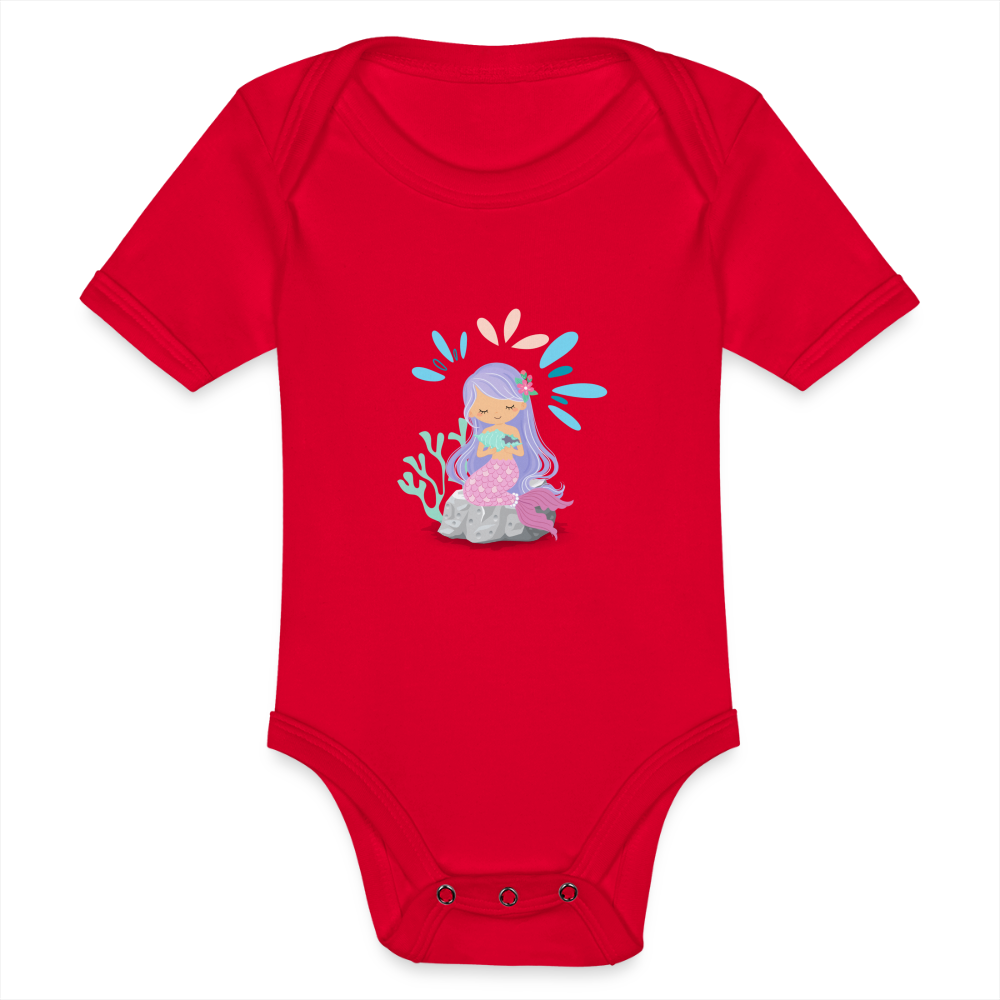 Baby Bio-Kurzarm-Body - Meerjungfrau - Rot