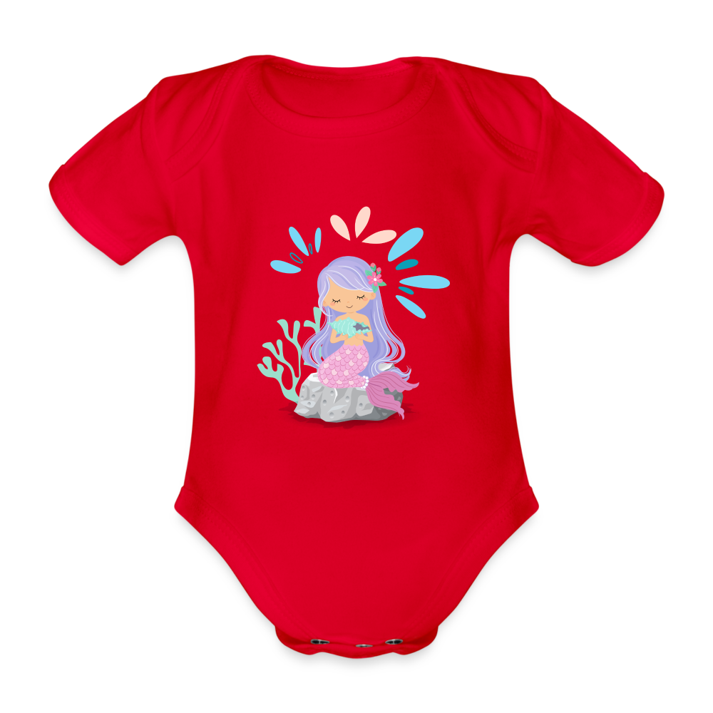 Baby Bio-Kurzarm-Body - Meerjungfrau - Rot