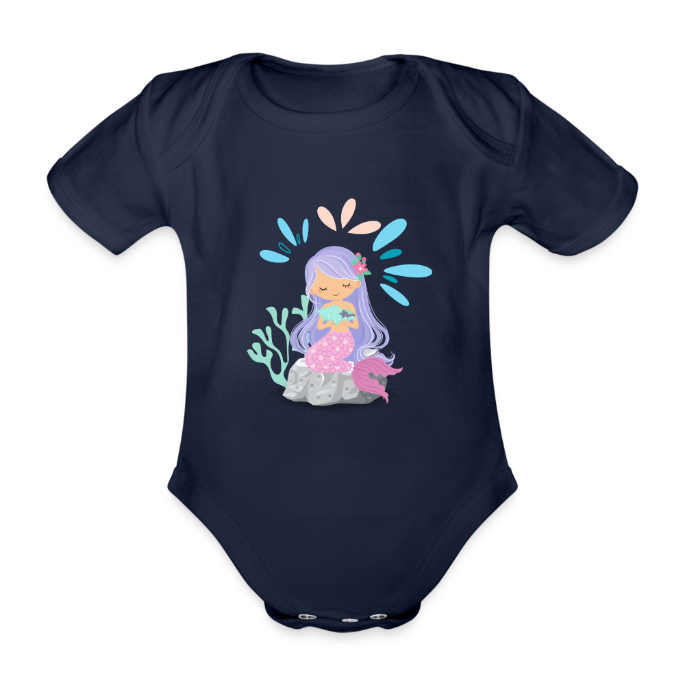 Baby Bio-Kurzarm-Body - Meerjungfrau - Dunkelnavy