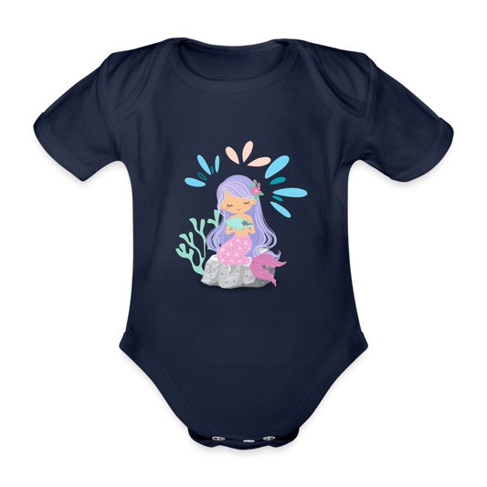 Baby Bio-Kurzarm-Body - Meerjungfrau - Dunkelnavy