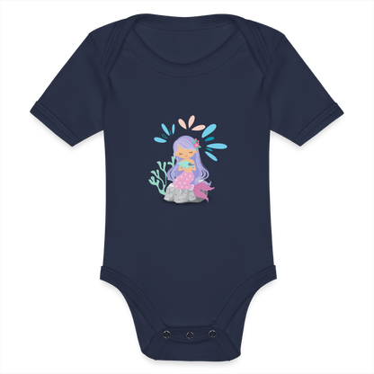 Baby Bio-Kurzarm-Body - Meerjungfrau - Dunkelnavy