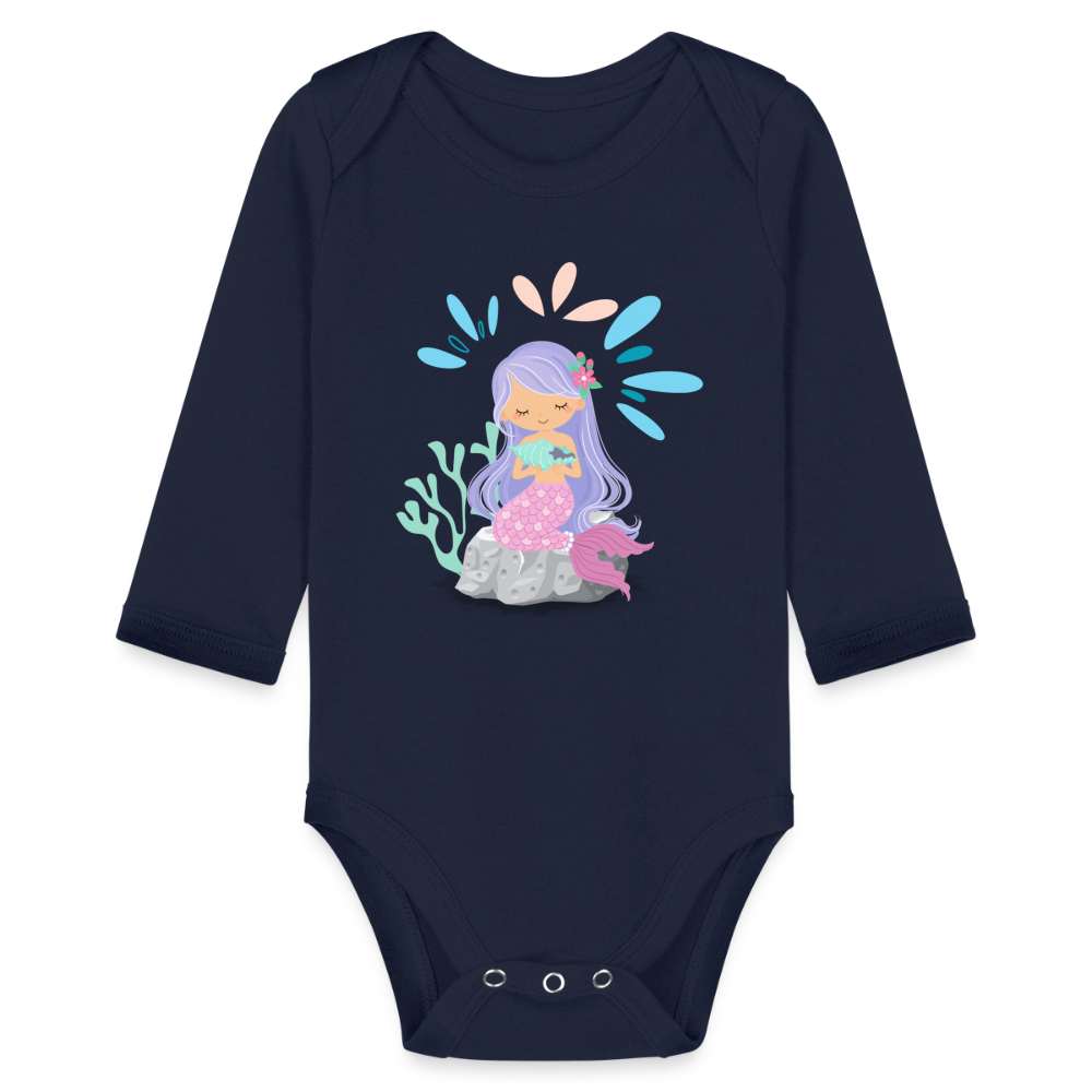 Baby Bio-Langarm-Body - Meerjungfrau - Dunkelnavy