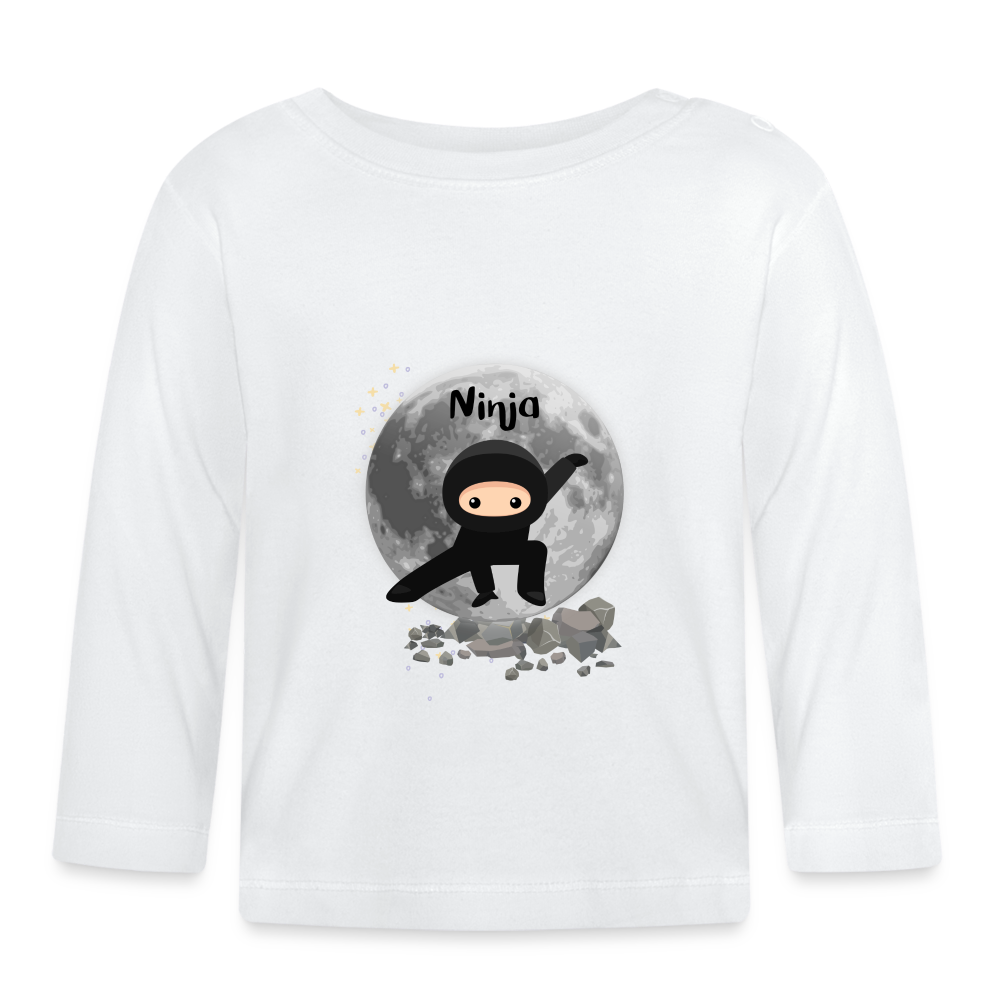 Baby Langarmshirt - Ninja - weiß