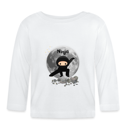 Baby Langarmshirt - Ninja - weiß