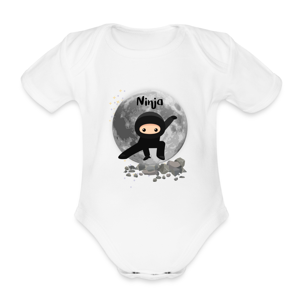 Baby Bio-Kurzarm-Body - Ninja - weiß