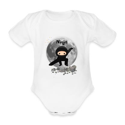 Baby Bio-Kurzarm-Body - Ninja - weiß