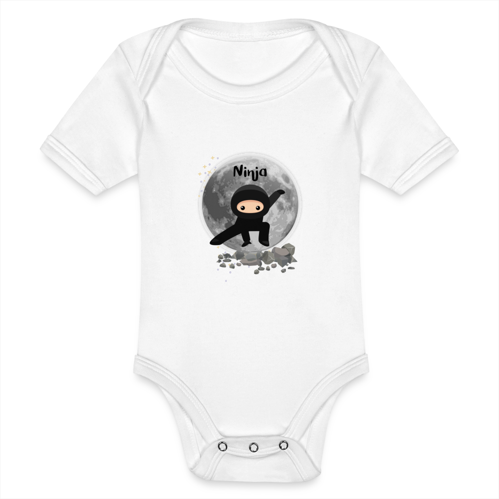 Baby Bio-Kurzarm-Body - Ninja - weiß