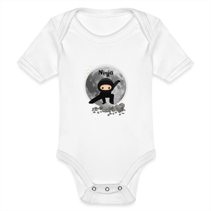 Baby Bio-Kurzarm-Body - Ninja - weiß