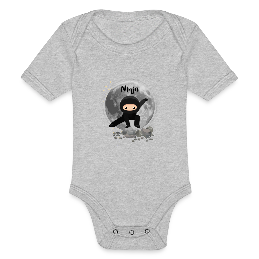 Baby Bio-Kurzarm-Body - Ninja - Grau meliert