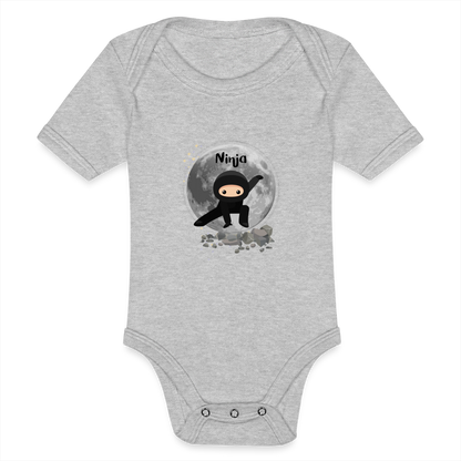 Baby Bio-Kurzarm-Body - Ninja - Grau meliert