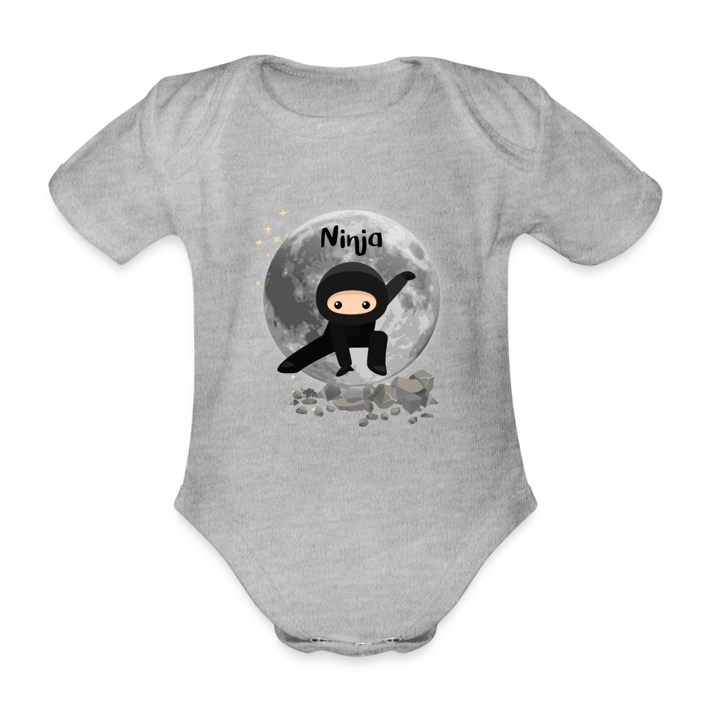 Baby Bio-Kurzarm-Body - Ninja - Grau meliert