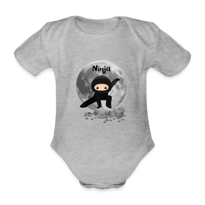 Baby Bio-Kurzarm-Body - Ninja - Grau meliert