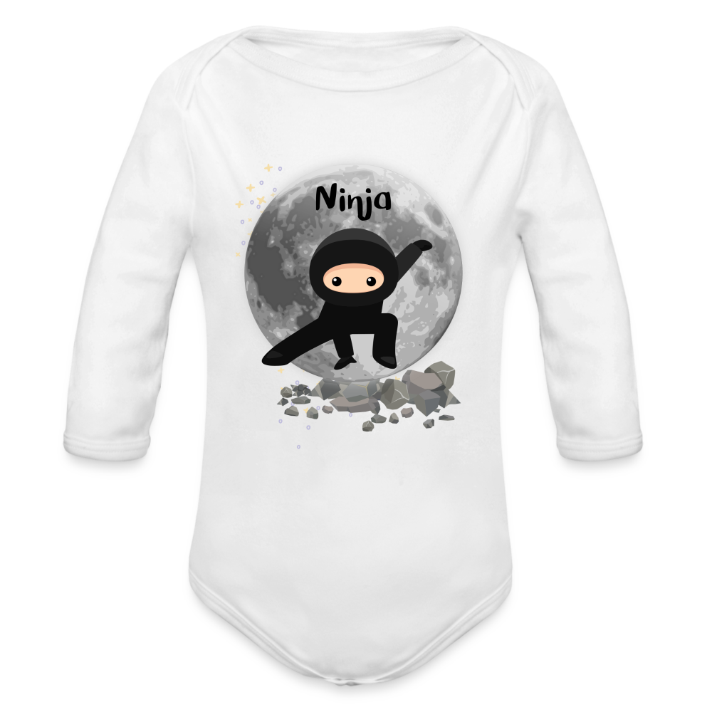 Baby Bio-Langarm-Body - Ninjas - weiß