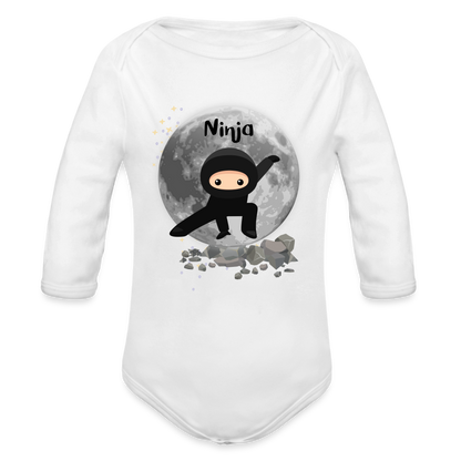 Baby Bio-Langarm-Body - Ninjas - weiß