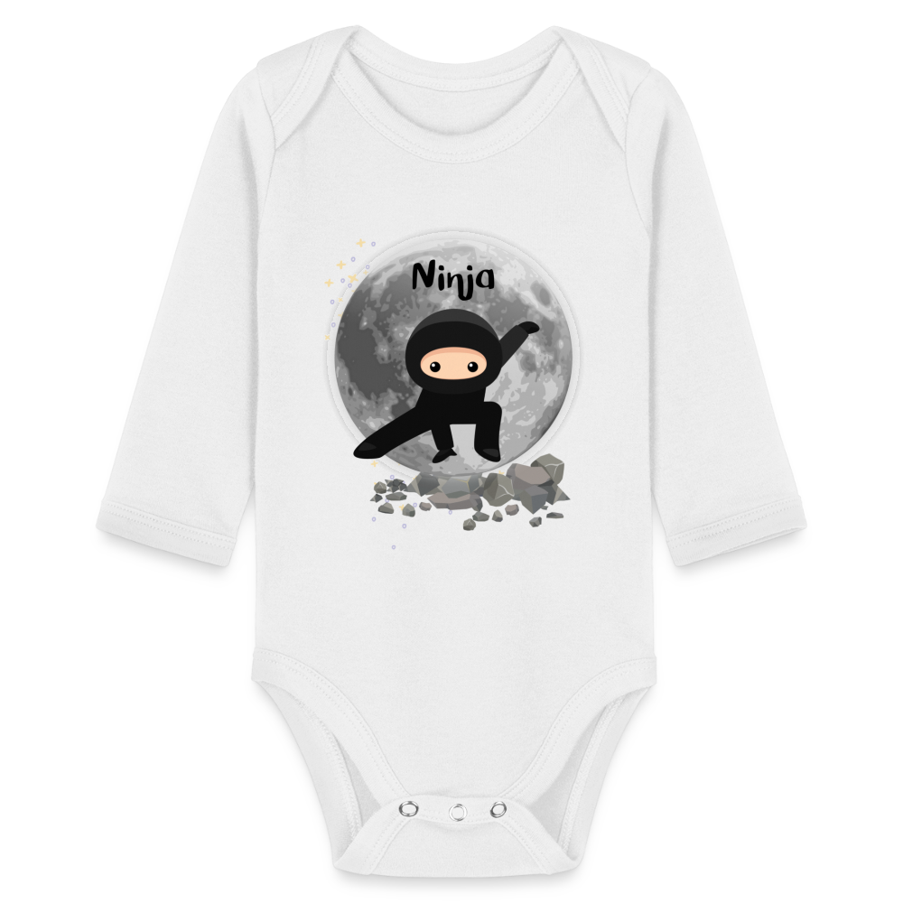 Baby Bio-Langarm-Body - Ninjas - weiß