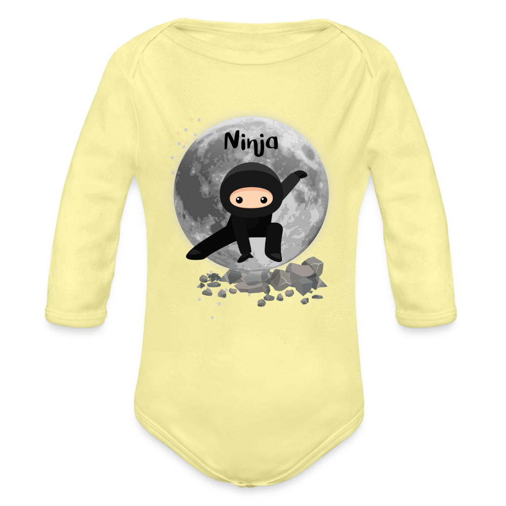 Baby Bio-Langarm-Body - Ninjas - Hellgelb