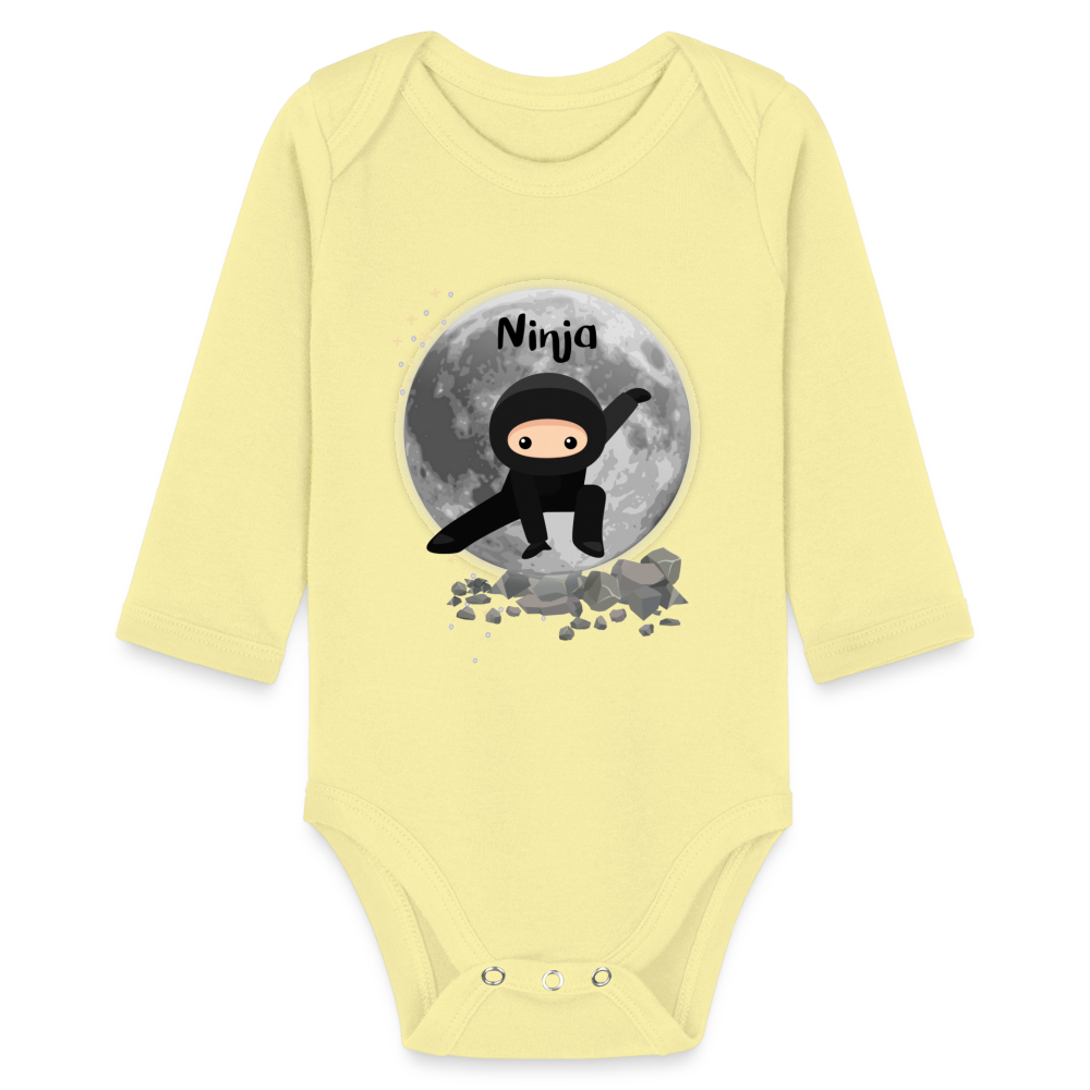 Baby Bio-Langarm-Body - Ninjas - Hellgelb