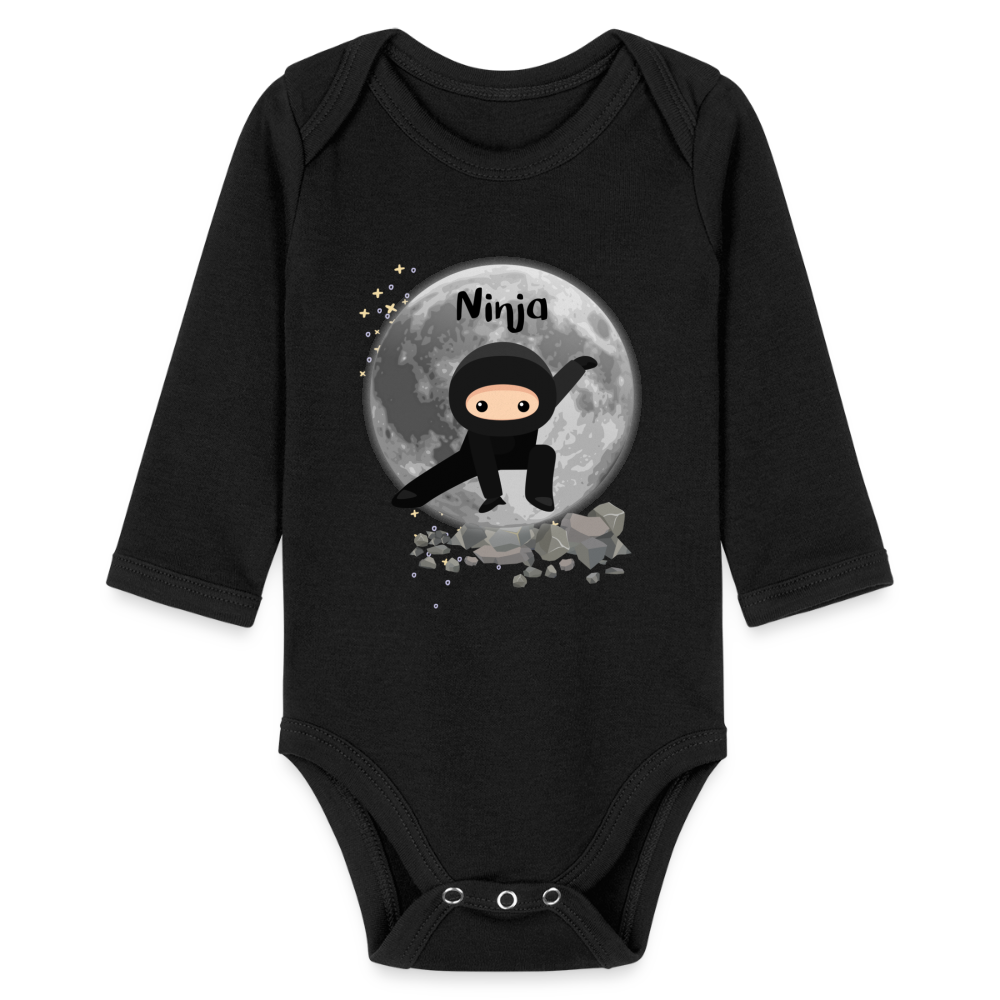 Baby Bio-Langarm-Body - Ninjas - Schwarz