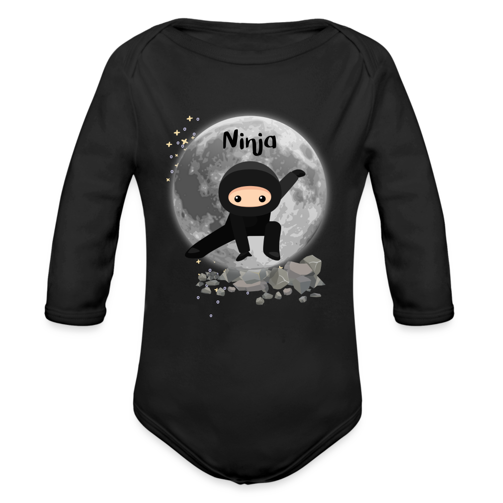 Baby Bio-Langarm-Body - Ninjas - Schwarz