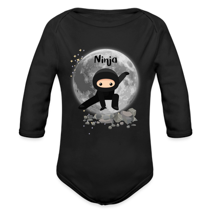 Baby Bio-Langarm-Body - Ninjas - Schwarz