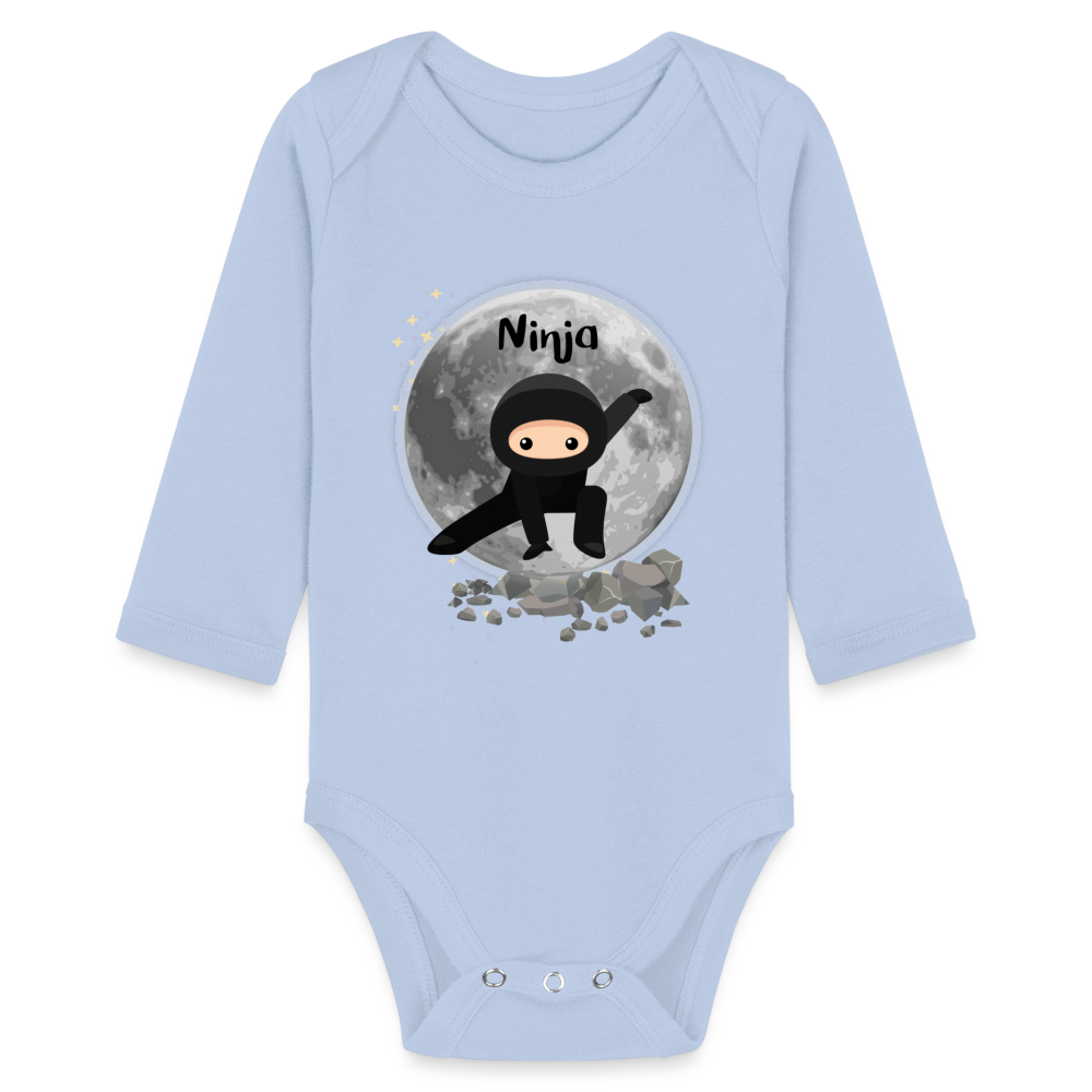 Baby Bio-Langarm-Body - Ninjas - Sky