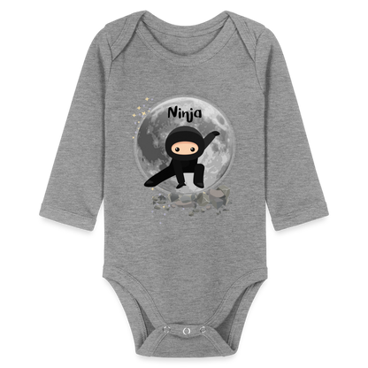 Baby Bio-Langarm-Body - Ninjas - Grau meliert