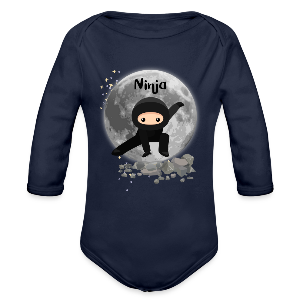 Baby Bio-Langarm-Body - Ninjas - Dunkelnavy