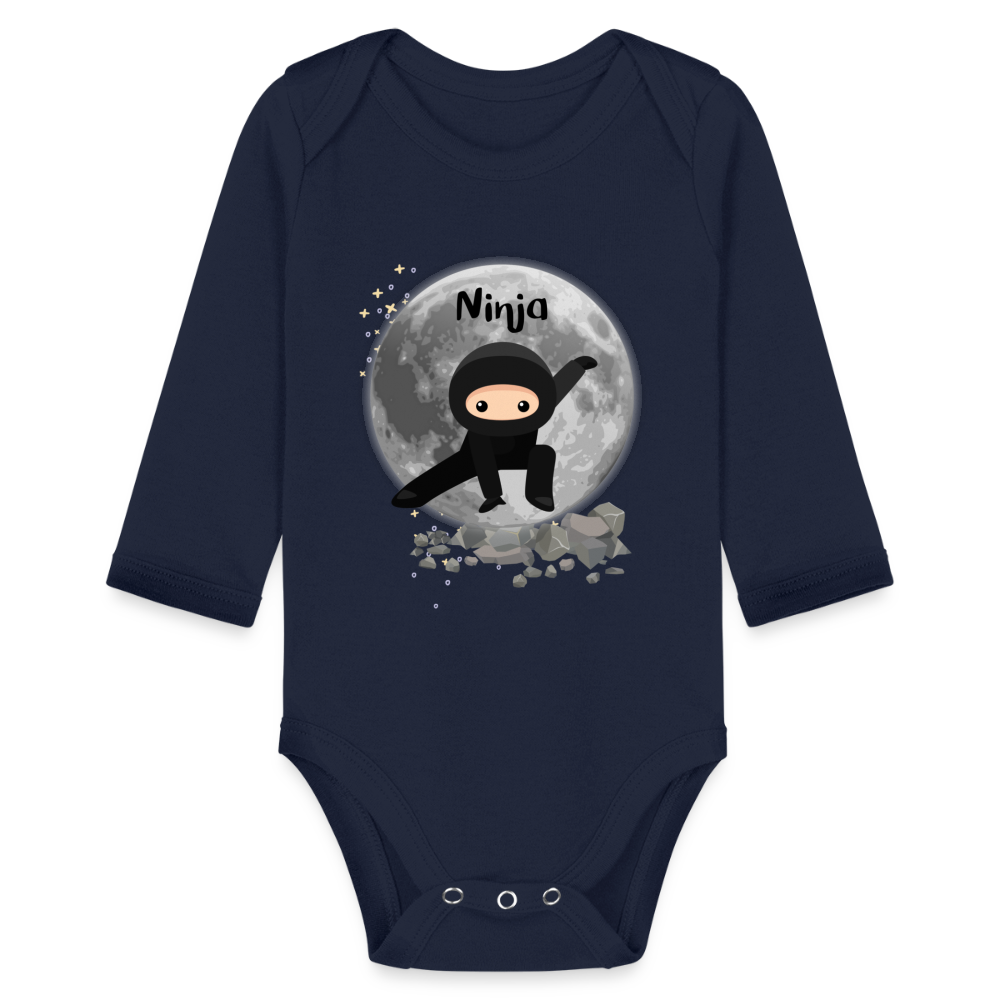 Baby Bio-Langarm-Body - Ninjas - Dunkelnavy