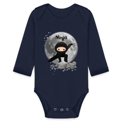 Baby Bio-Langarm-Body - Ninjas - Dunkelnavy