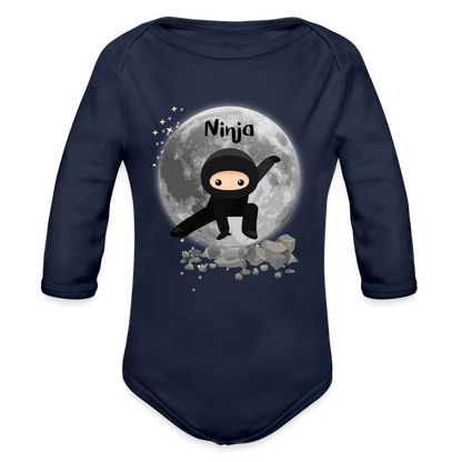 Baby Bio-Langarm-Body - Ninjas - Dunkelnavy