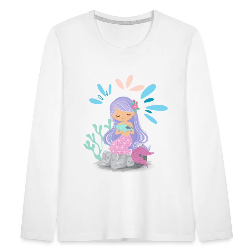 Kinder Premium Langarmshirt - Meerjungfrau - weiß