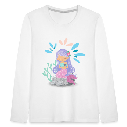 Kinder Premium Langarmshirt - Meerjungfrau - weiß