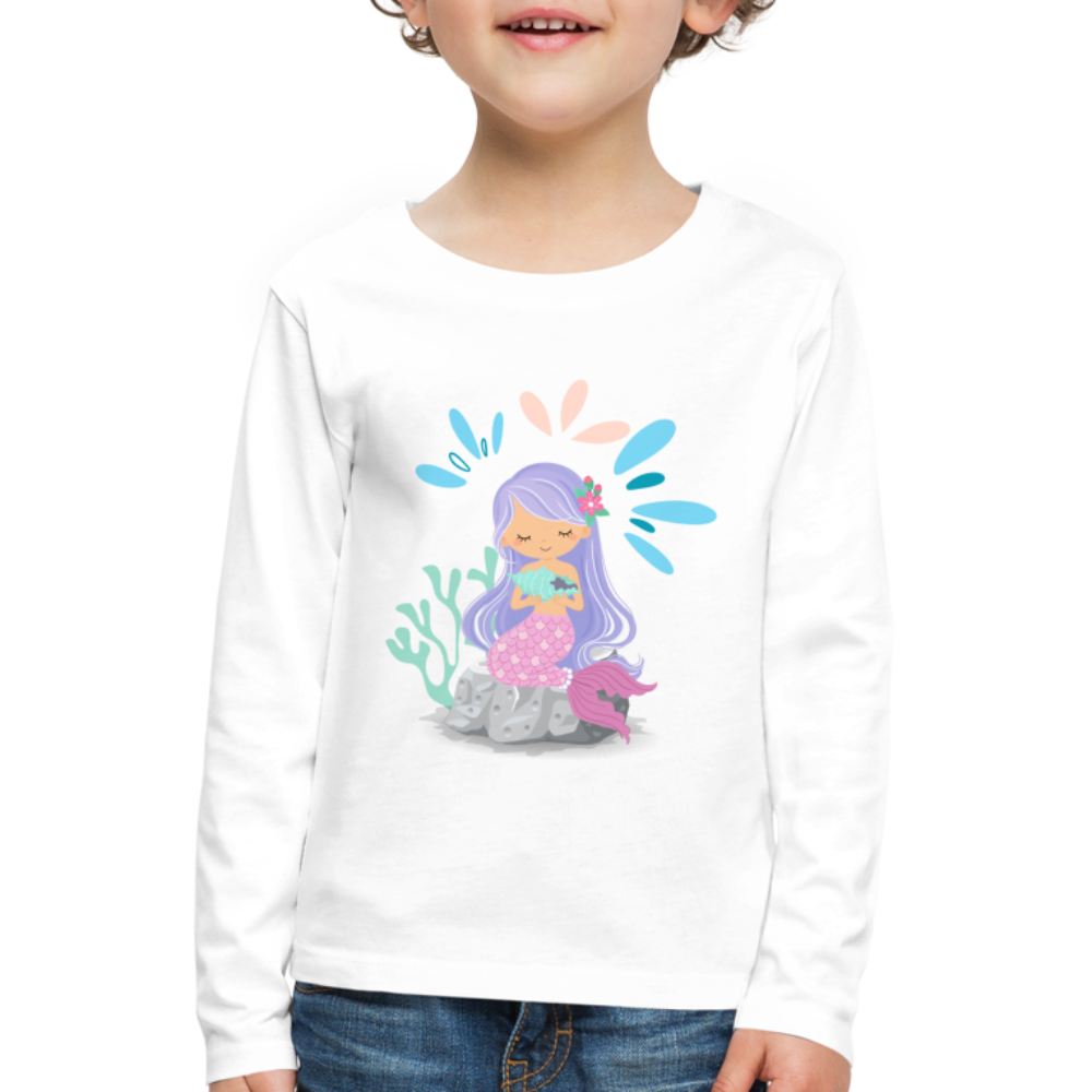 Kinder Premium Langarmshirt - Meerjungfrau - weiß