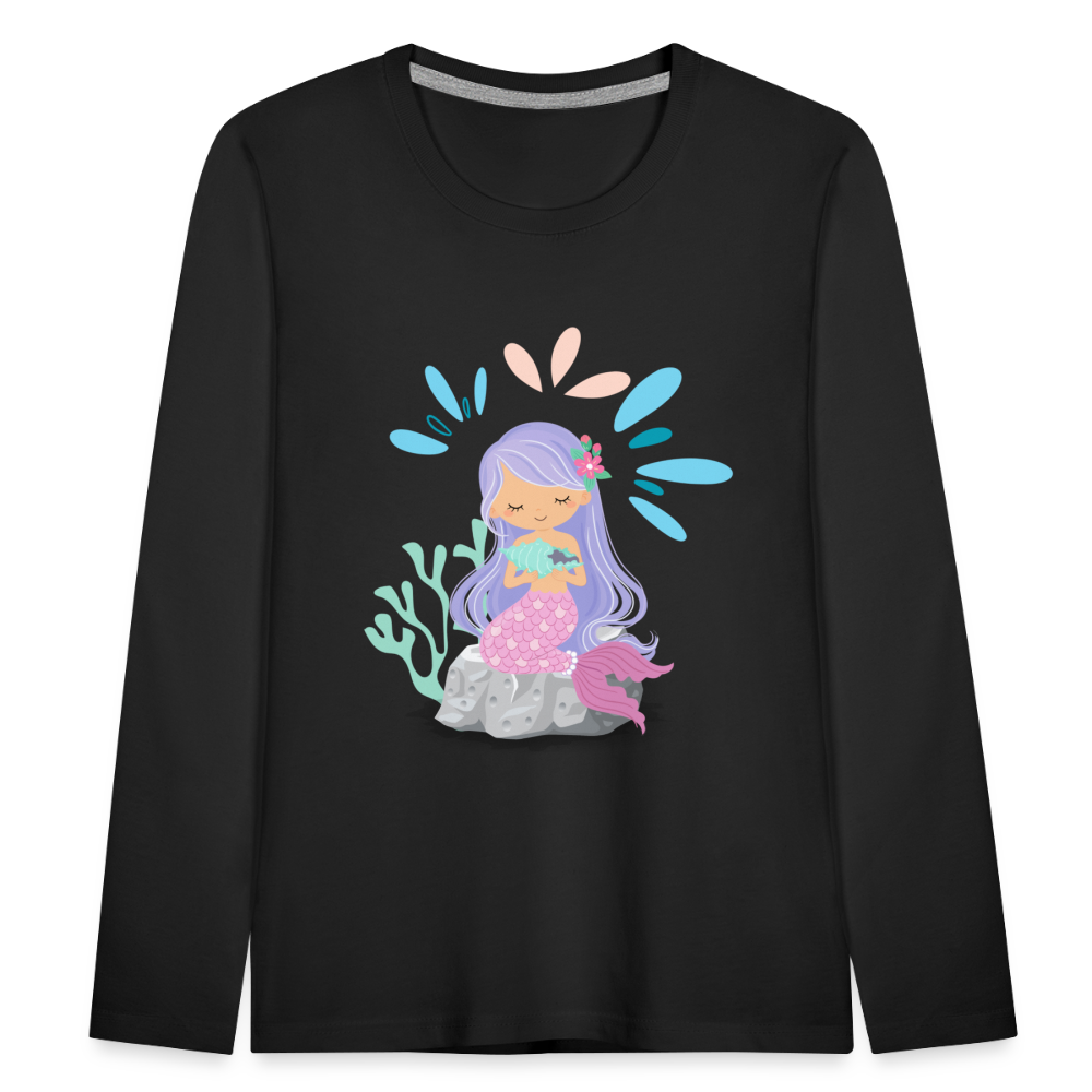 Kinder Premium Langarmshirt - Meerjungfrau - Schwarz