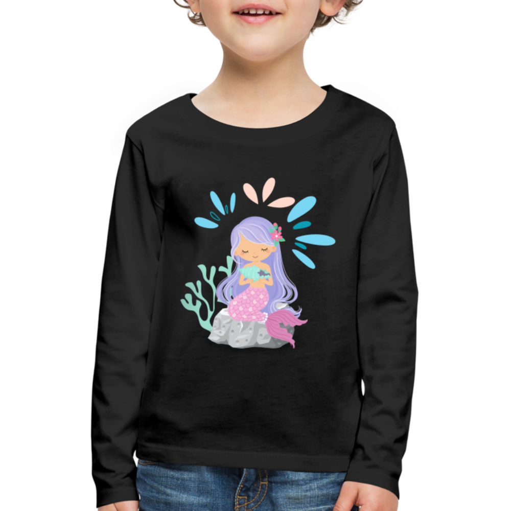 Kinder Premium Langarmshirt - Meerjungfrau - Schwarz