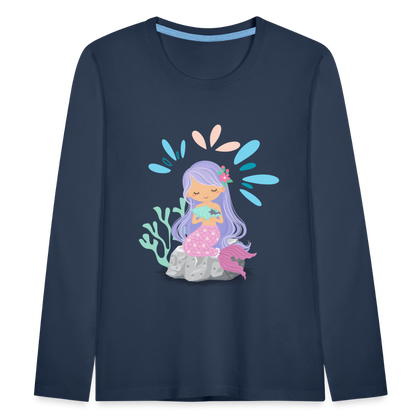 Kinder Premium Langarmshirt - Meerjungfrau - Navy