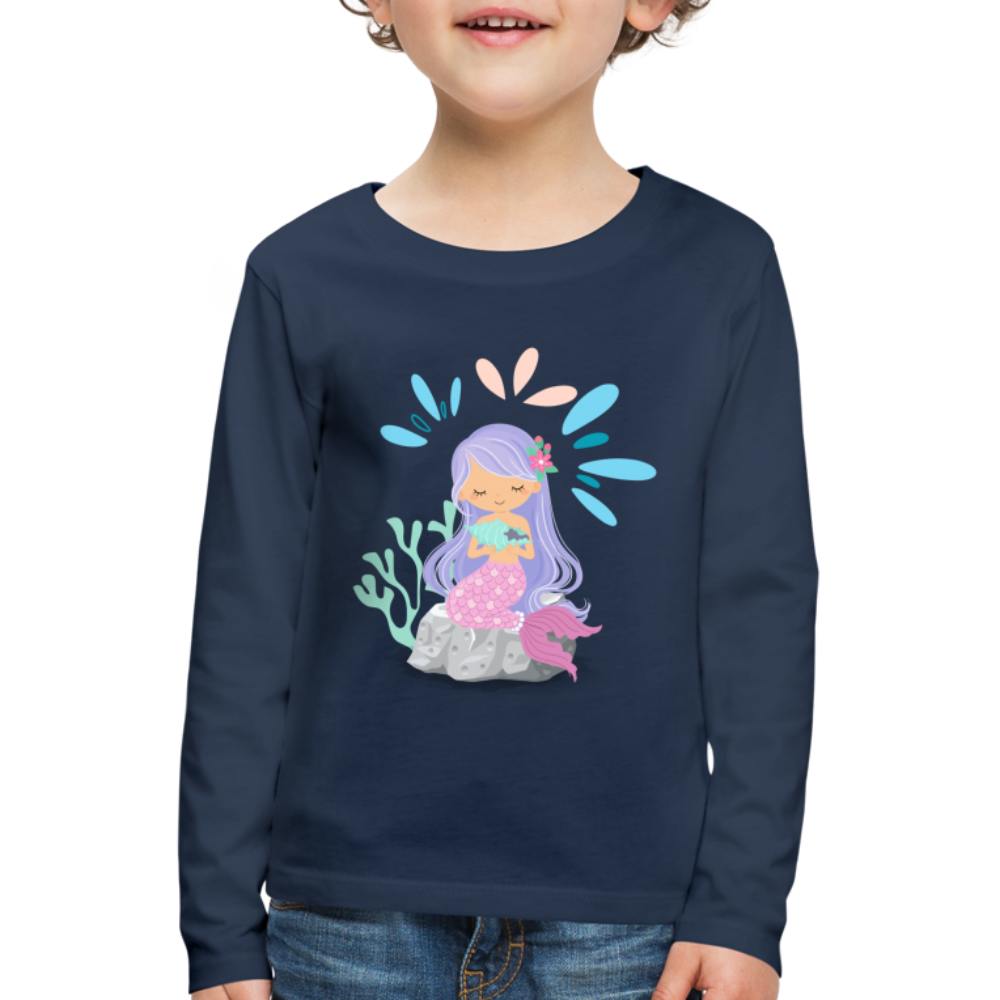 Kinder Premium Langarmshirt - Meerjungfrau - Navy