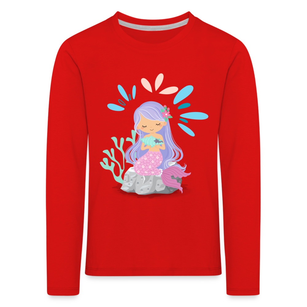 Kinder Premium Langarmshirt - Meerjungfrau - Rot