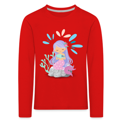 Kinder Premium Langarmshirt - Meerjungfrau - Rot