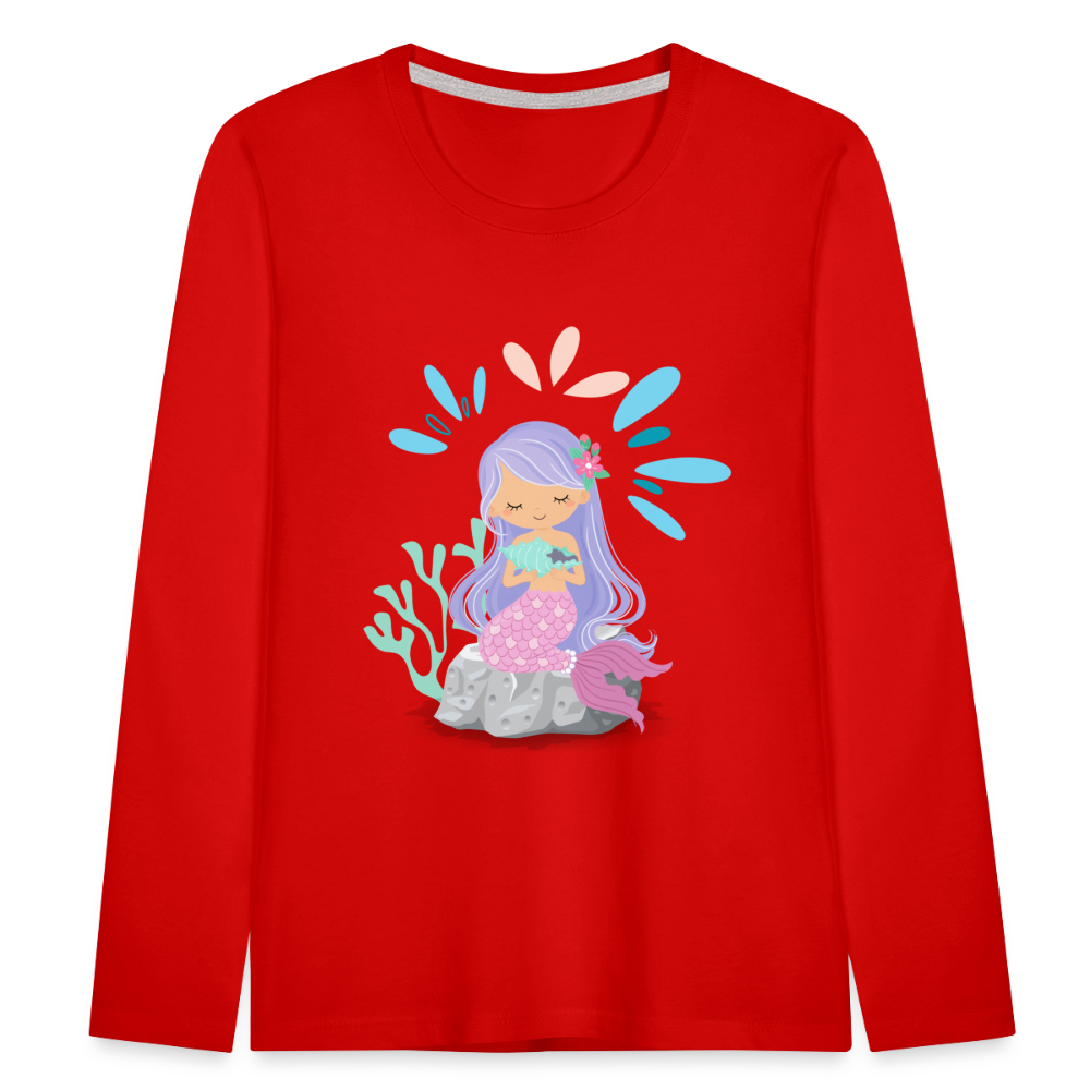 Kinder Premium Langarmshirt - Meerjungfrau - Rot