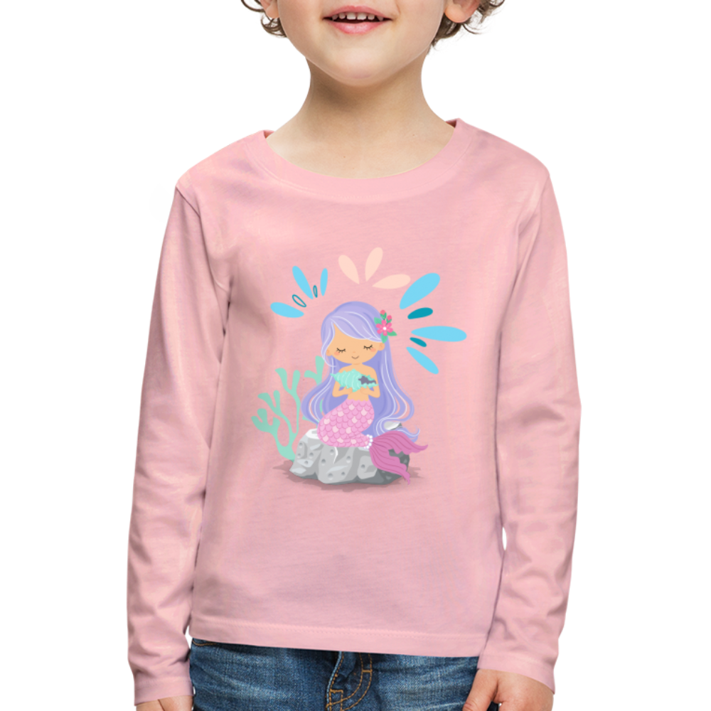 Kinder Premium Langarmshirt - Meerjungfrau - Hellrosa