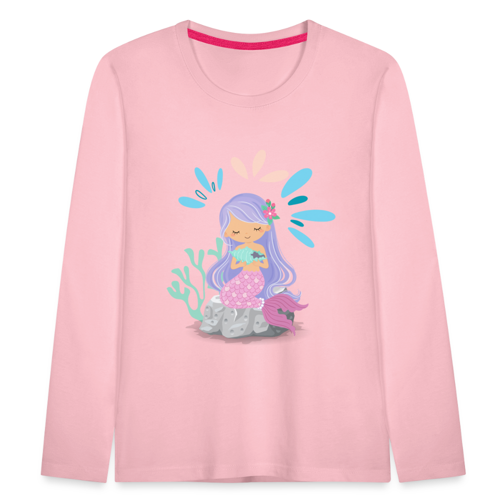 Kinder Premium Langarmshirt - Meerjungfrau - Hellrosa