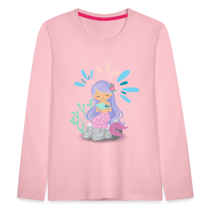 Kinder Premium Langarmshirt - Meerjungfrau - Hellrosa