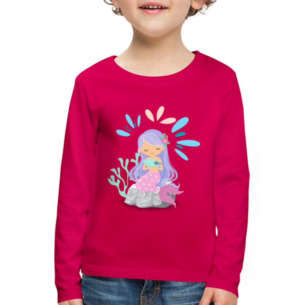 Kinder Premium Langarmshirt - Meerjungfrau - dunkles Pink