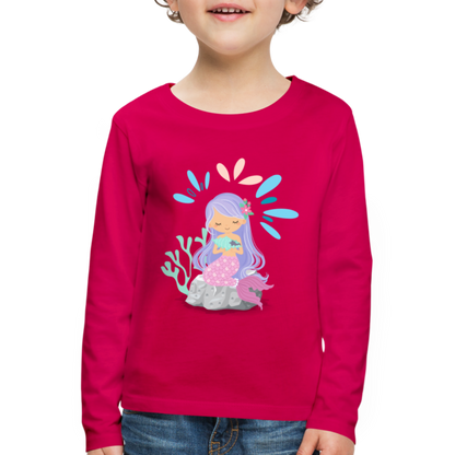 Kinder Premium Langarmshirt - Meerjungfrau - dunkles Pink