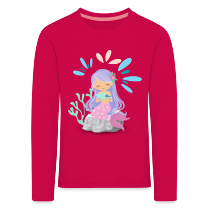 Kinder Premium Langarmshirt - Meerjungfrau - dunkles Pink