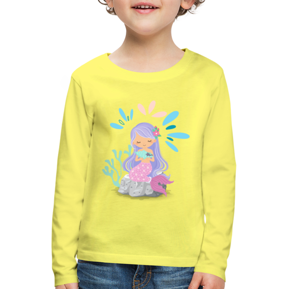 Kinder Premium Langarmshirt - Meerjungfrau - Gelb