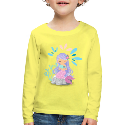 Kinder Premium Langarmshirt - Meerjungfrau - Gelb