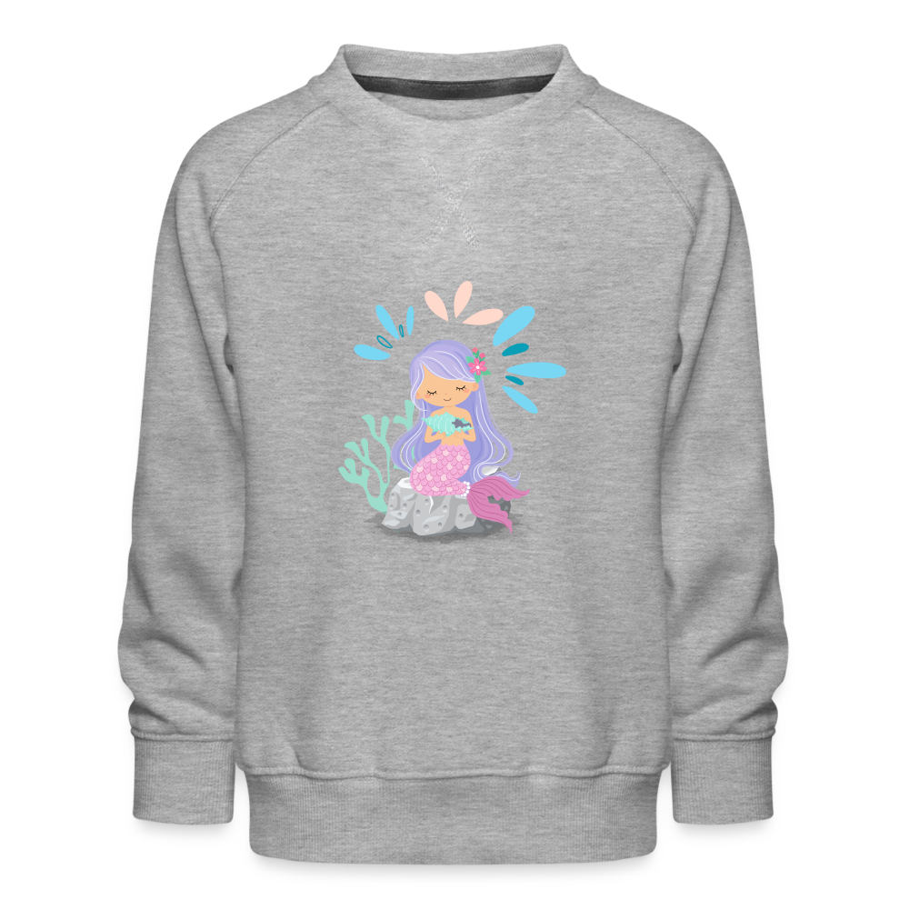 Kinder Premium Pullover - Meerjungfrau - Grau meliert